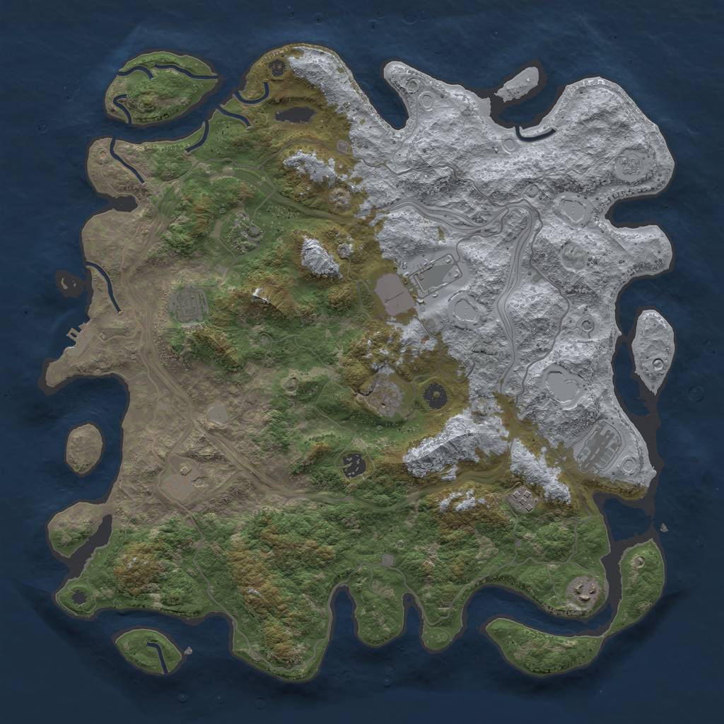 Rust Map: Procedural Map, Size: 4500, Seed: 836204, 17 Monuments
