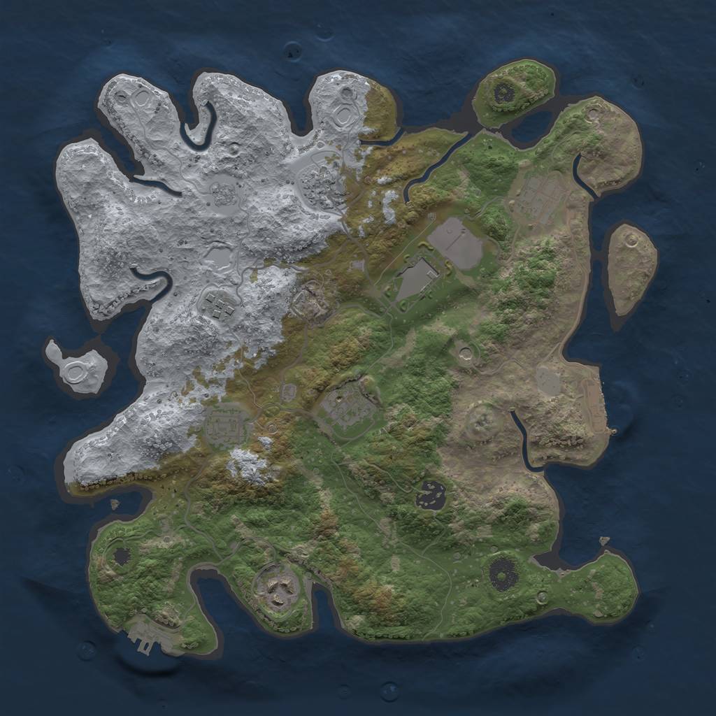 Rust Map: Procedural Map, Size: 3500, Seed: 93121849, 15 Monuments