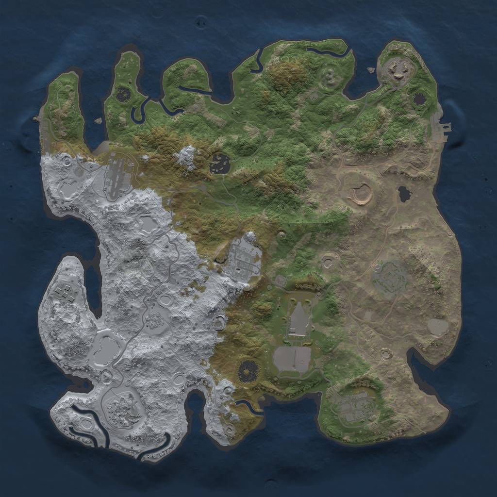 Rust Map: Procedural Map, Size: 3500, Seed: 1111047643, 19 Monuments