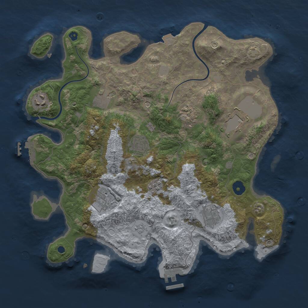 Rust Map: Procedural Map, Size: 3500, Seed: 77209787, 14 Monuments