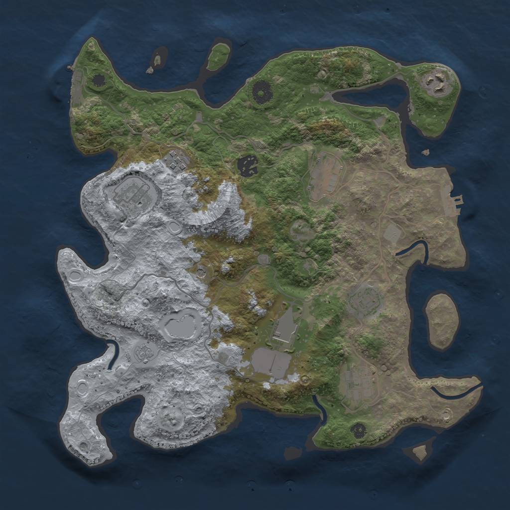 Rust Map: Procedural Map, Size: 3500, Seed: 21979367, 17 Monuments