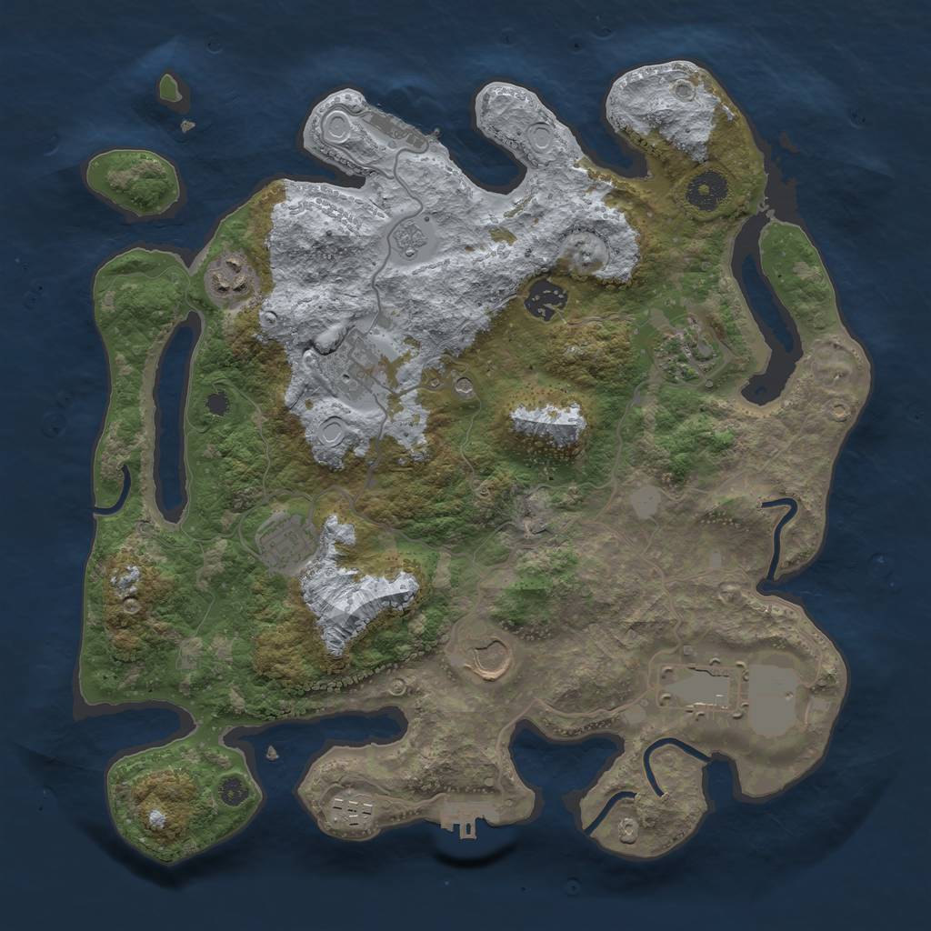 Rust Map: Procedural Map, Size: 3500, Seed: 21538908, 17 Monuments