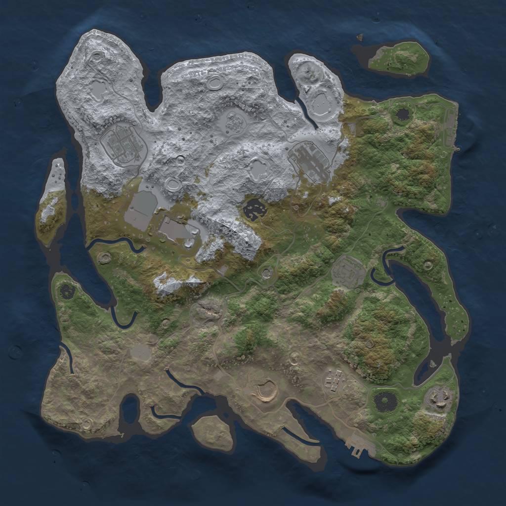 Rust Map: Procedural Map, Size: 3500, Seed: 21928345, 17 Monuments