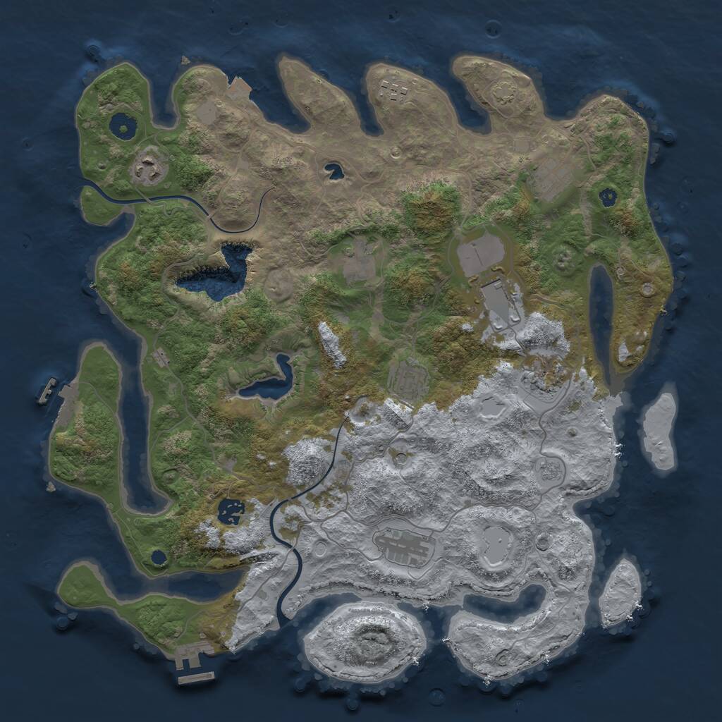 Rust Map: Procedural Map, Size: 4000, Seed: 1045493697, 15 Monuments