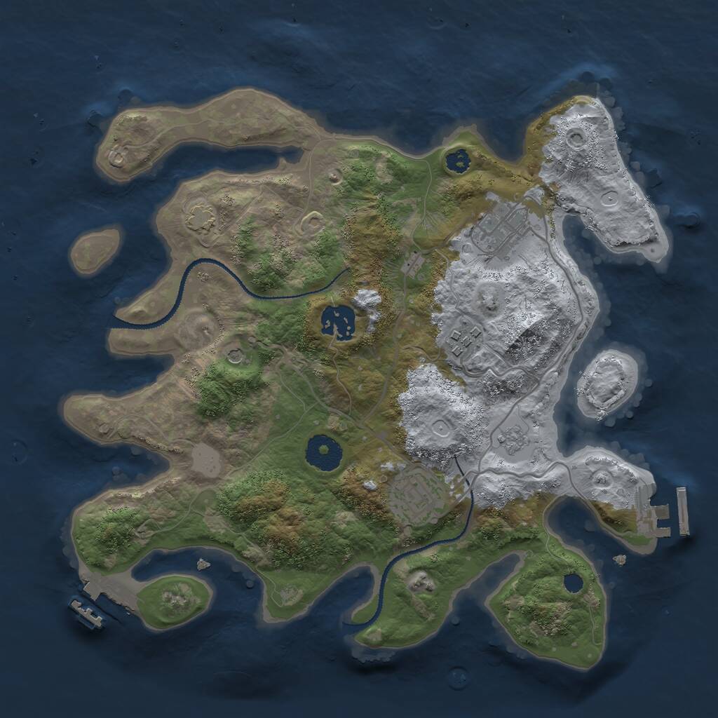 Rust Map: Procedural Map, Size: 3000, Seed: 13913, 10 Monuments