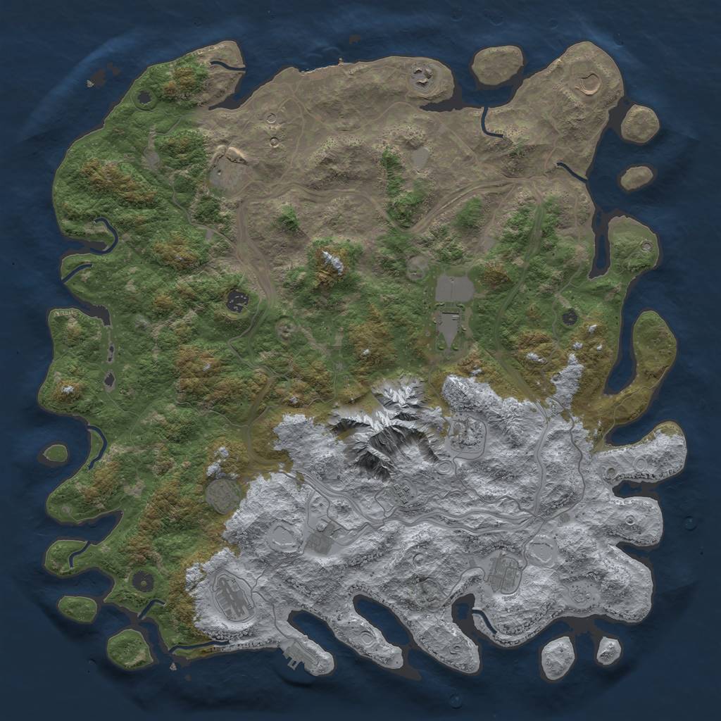 Rust Map: Procedural Map, Size: 5000, Seed: 1184435811, 20 Monuments
