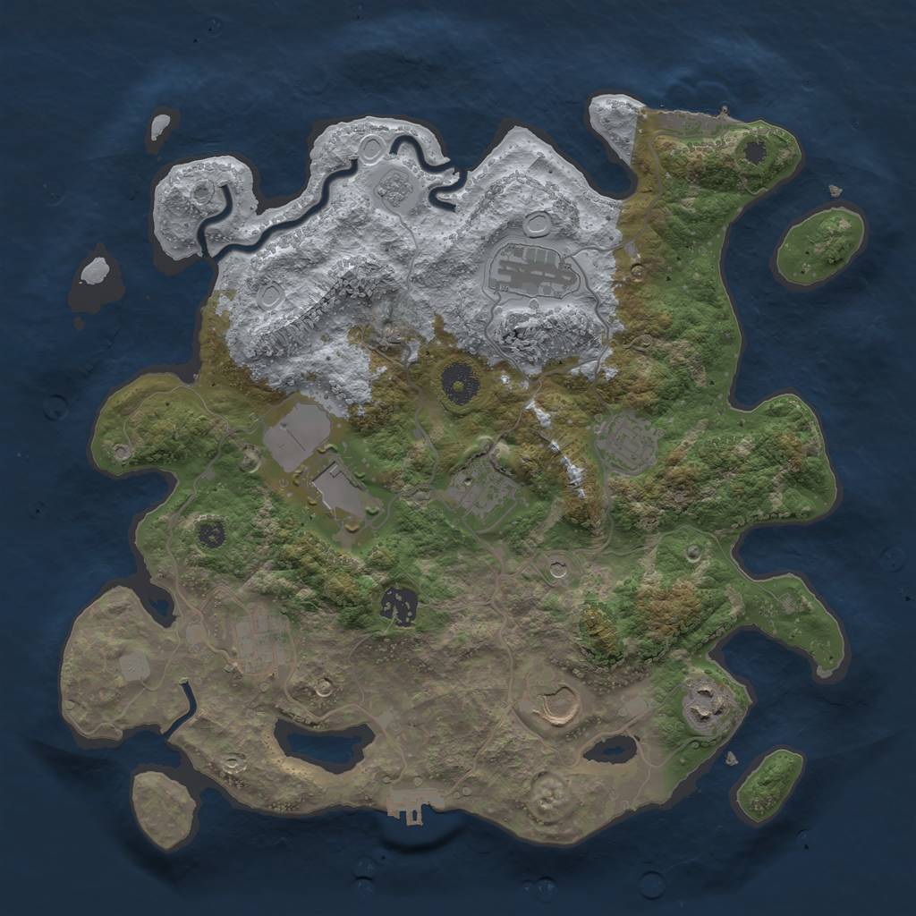 Rust Map: Procedural Map, Size: 3500, Seed: 68435834, 17 Monuments