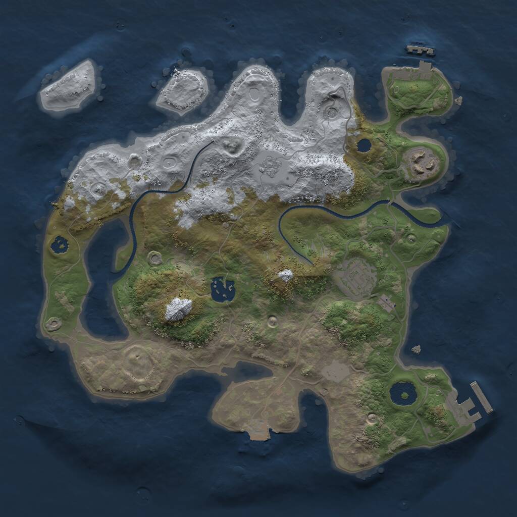 Rust Map: Procedural Map, Size: 3000, Seed: 613066003, 8 Monuments