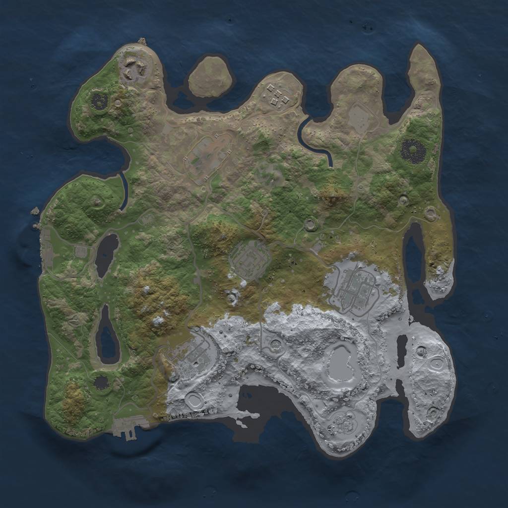 Rust Map: Procedural Map, Size: 3000, Seed: 1191886732, 15 Monuments