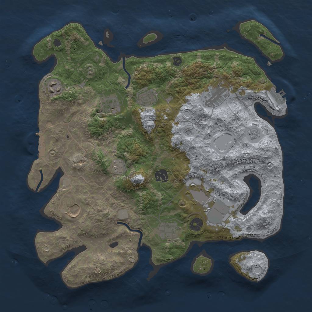 Rust Map: Procedural Map, Size: 3500, Seed: 1263602446, 18 Monuments