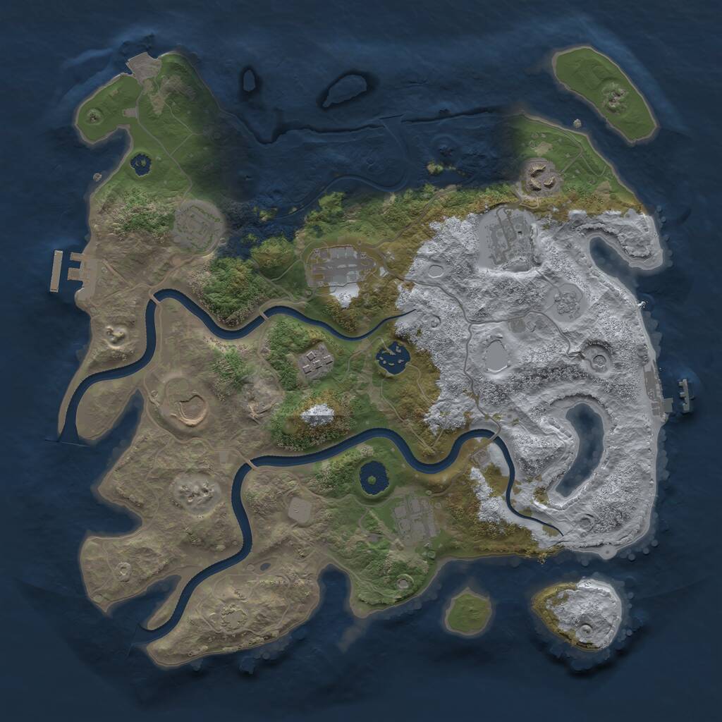 Rust Map: Procedural Map, Size: 3500, Seed: 1263602446, 14 Monuments