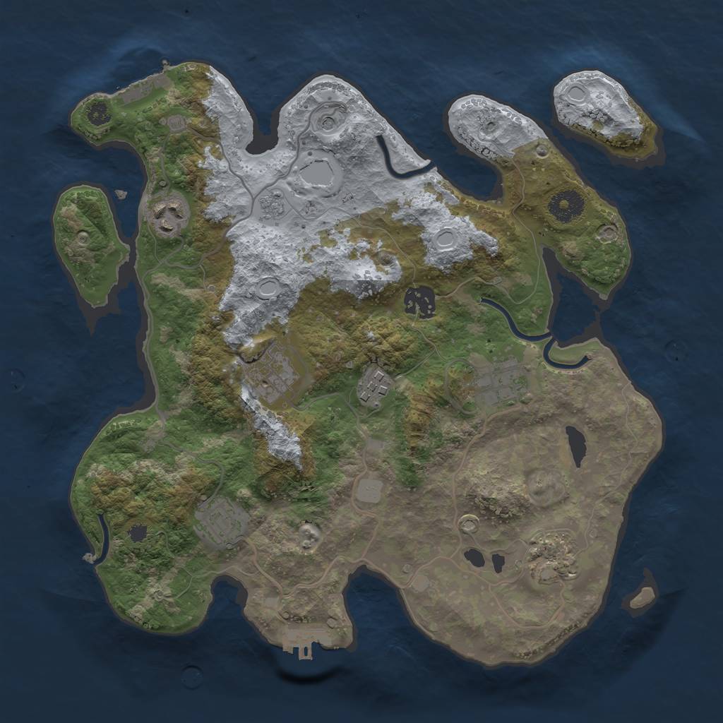 Rust Map: Procedural Map, Size: 3250, Seed: 1556622258, 14 Monuments
