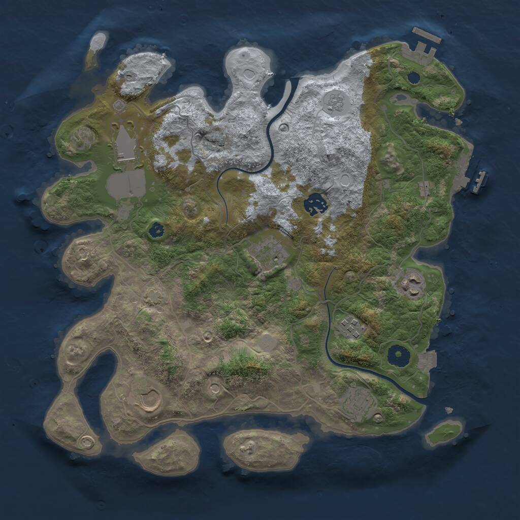Rust Map: Procedural Map, Size: 3500, Seed: 40958166, 13 Monuments