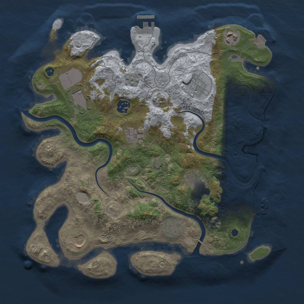 Rust Map: Procedural Map, Size: 3500, Seed: 40958166, 15 Monuments