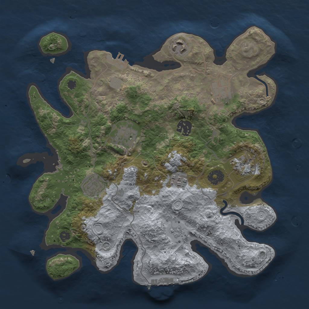 Rust Map: Procedural Map, Size: 3000, Seed: 482143887, 16 Monuments