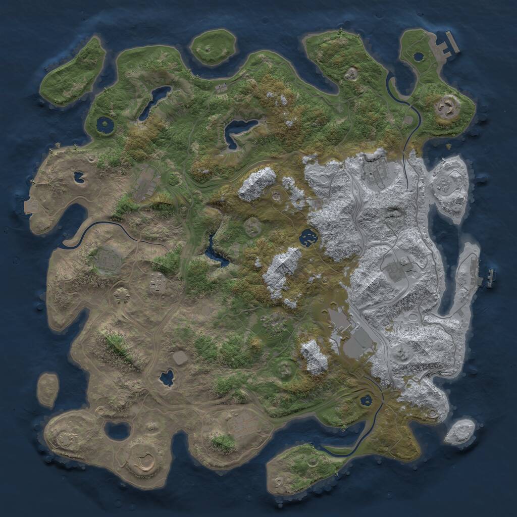 Rust Map: Procedural Map, Size: 4500, Seed: 1793361002, 17 Monuments