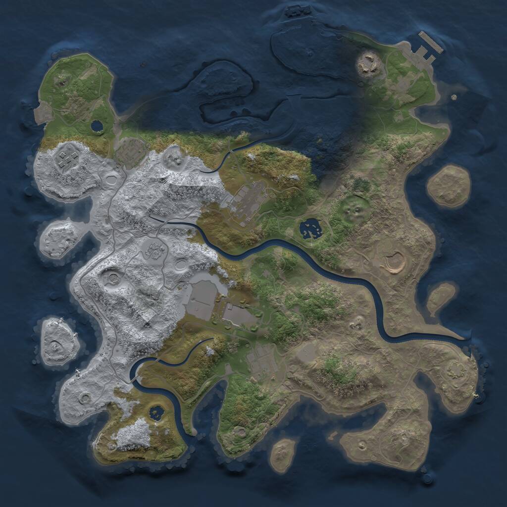 Rust Map: Procedural Map, Size: 3500, Seed: 74840136, 14 Monuments
