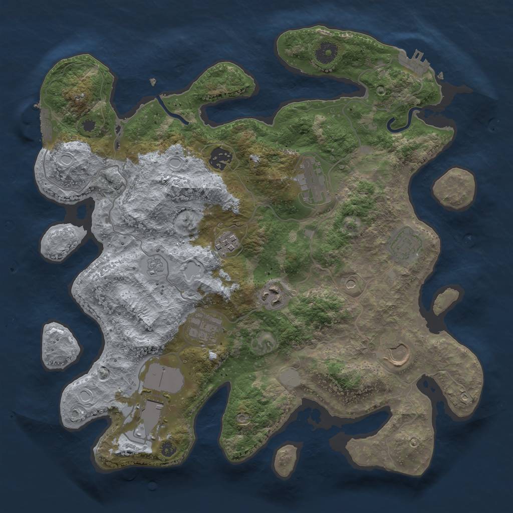 Rust Map: Procedural Map, Size: 3500, Seed: 74840136, 15 Monuments