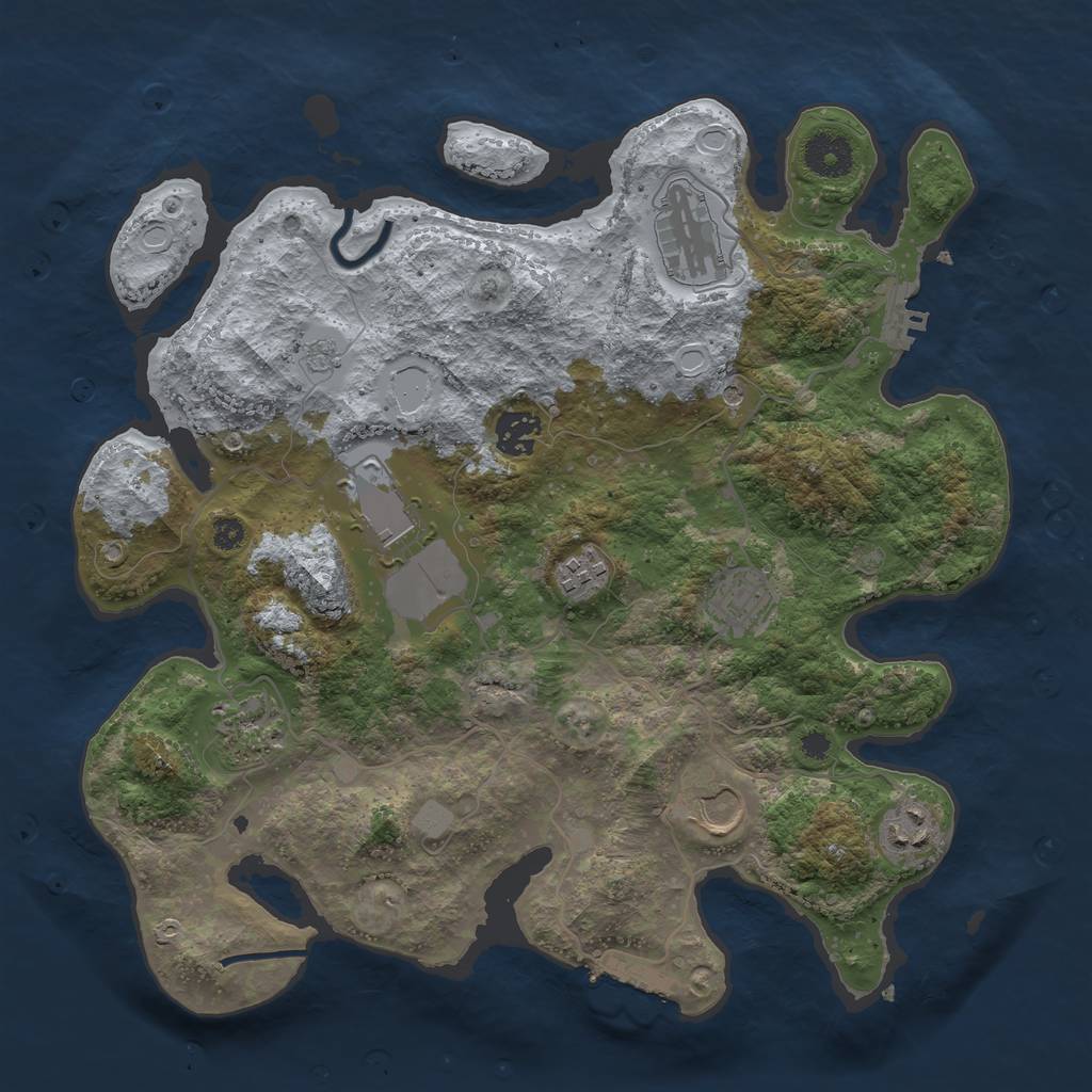 Rust Map: Procedural Map, Size: 3500, Seed: 69715345, 15 Monuments