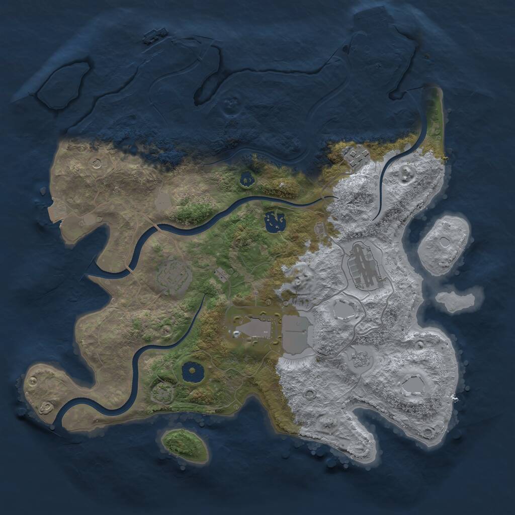 Rust Map: Procedural Map, Size: 3500, Seed: 89657917, 11 Monuments