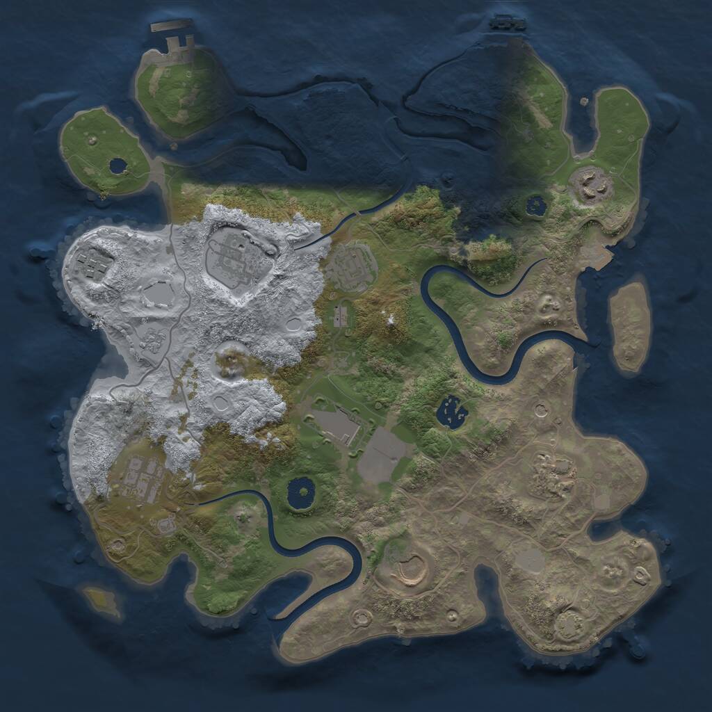 Rust Map: Procedural Map, Size: 3500, Seed: 76921459, 15 Monuments