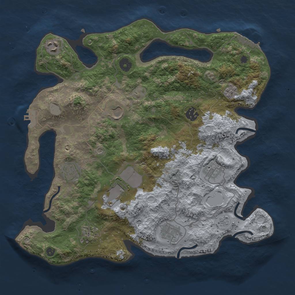 Rust Map: Procedural Map, Size: 3500, Seed: 1440391875, 16 Monuments
