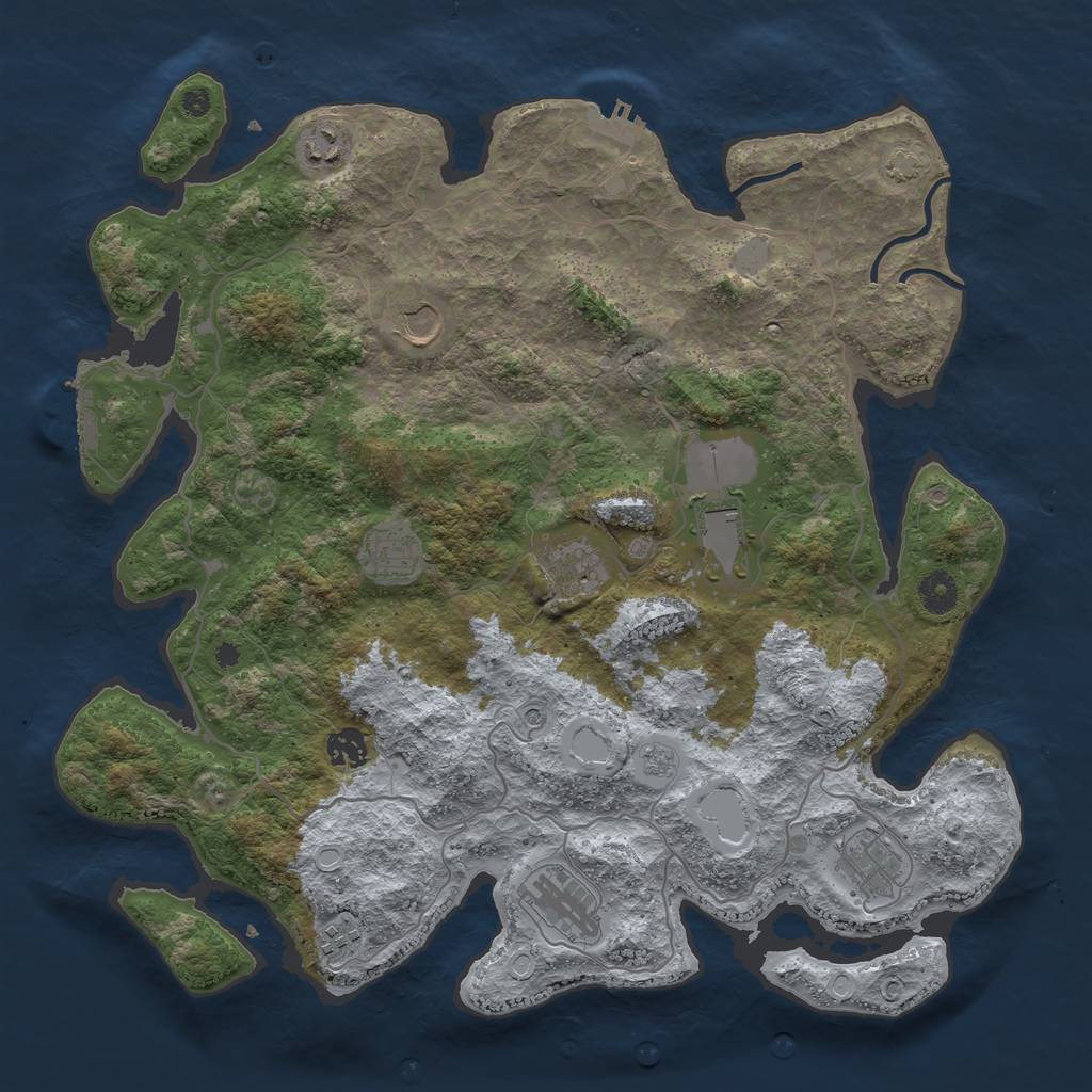 Rust Map: Procedural Map, Size: 4000, Seed: 490350370, 17 Monuments