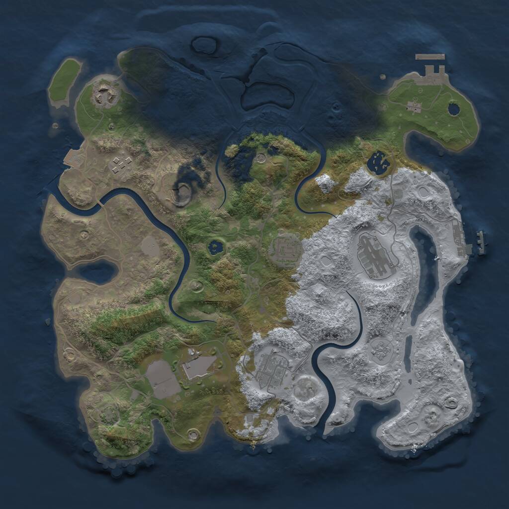 Rust Map: Procedural Map, Size: 3500, Seed: 15952052, 14 Monuments