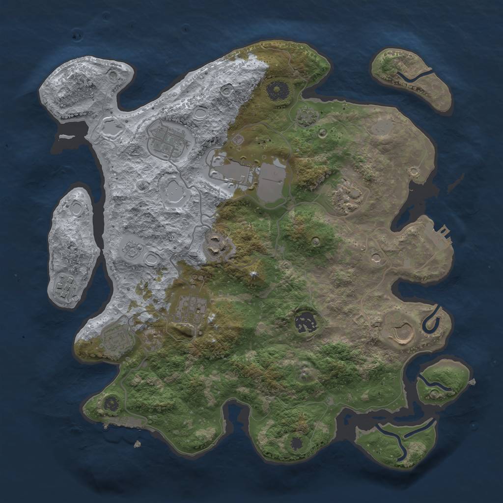 Rust Map: Procedural Map, Size: 3500, Seed: 58842615, 17 Monuments