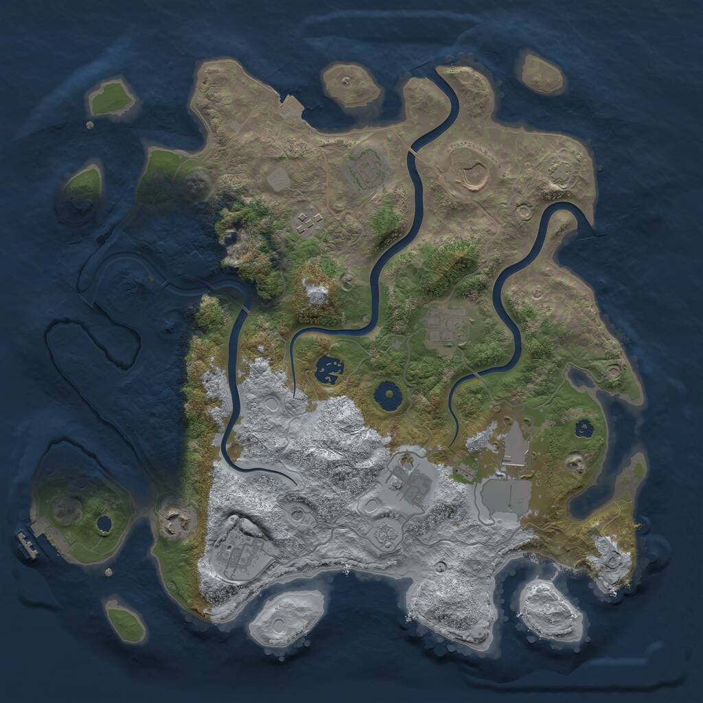 Rust Map: Procedural Map, Size: 3750, Seed: 1262652032, 14 Monuments