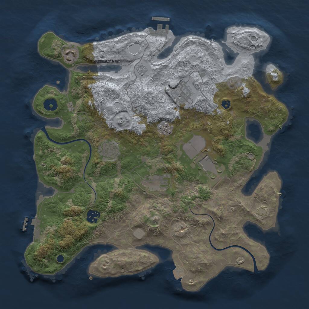 Rust Map: Procedural Map, Size: 3500, Seed: 449904069, 12 Monuments
