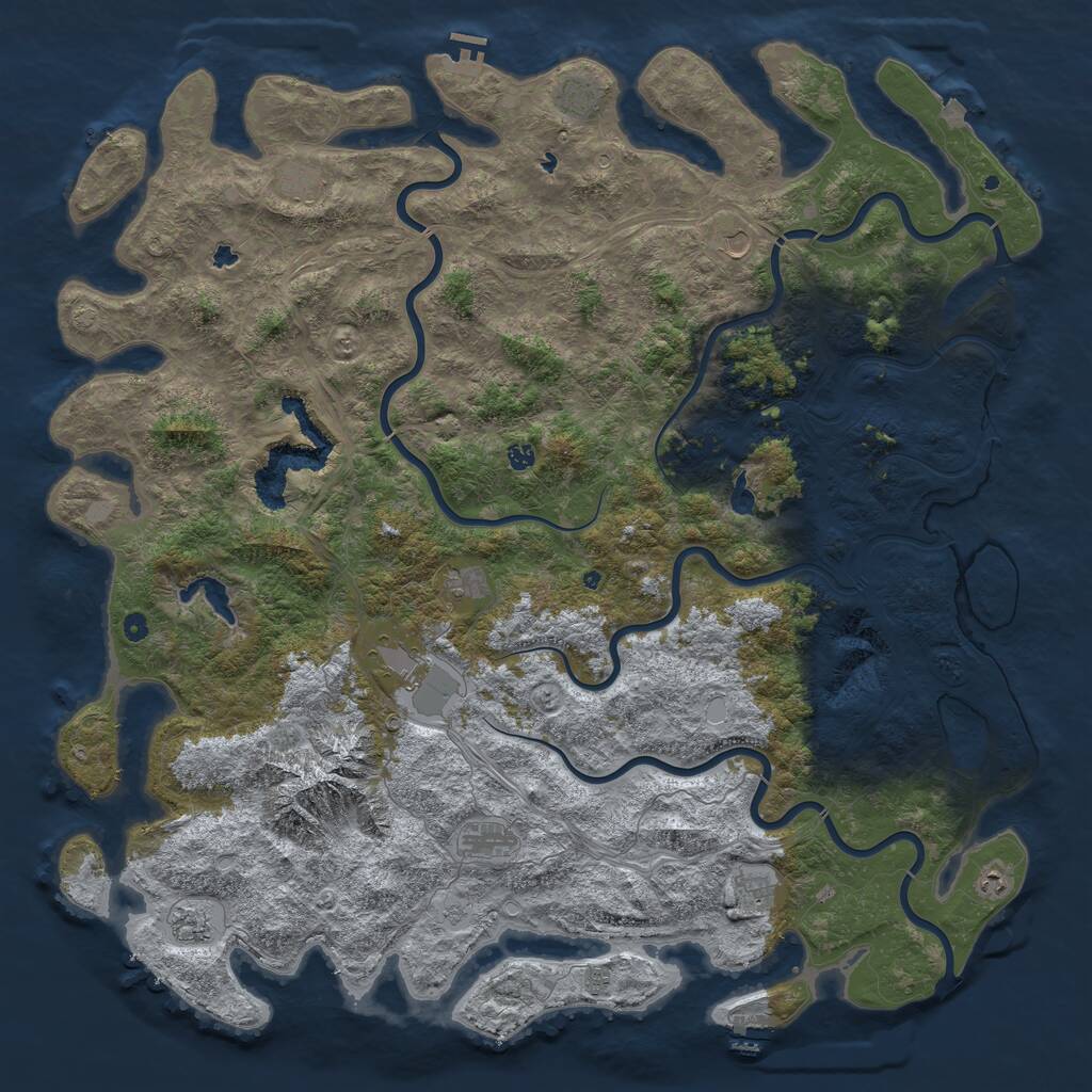 Rust Map: Procedural Map, Size: 6000, Seed: 477777, 17 Monuments