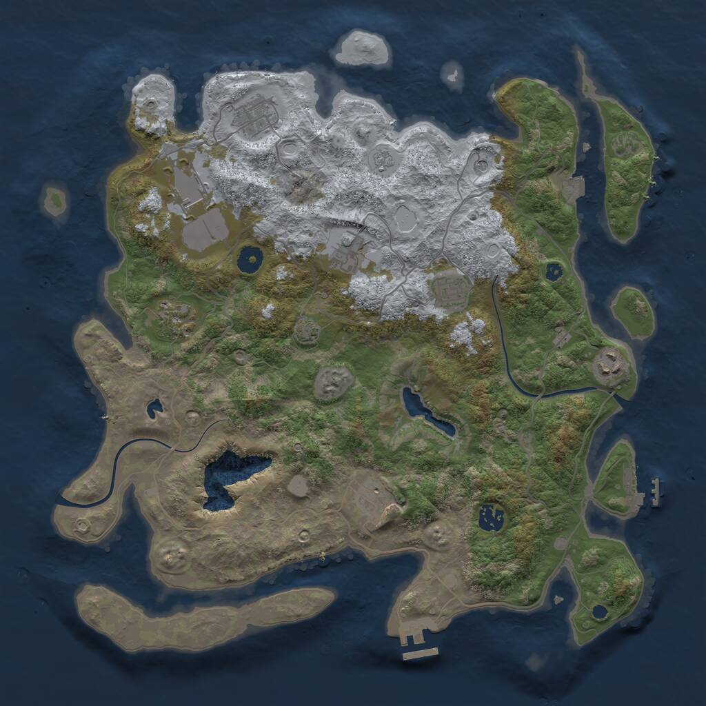 Rust Map: Procedural Map, Size: 4000, Seed: 446942077, 14 Monuments