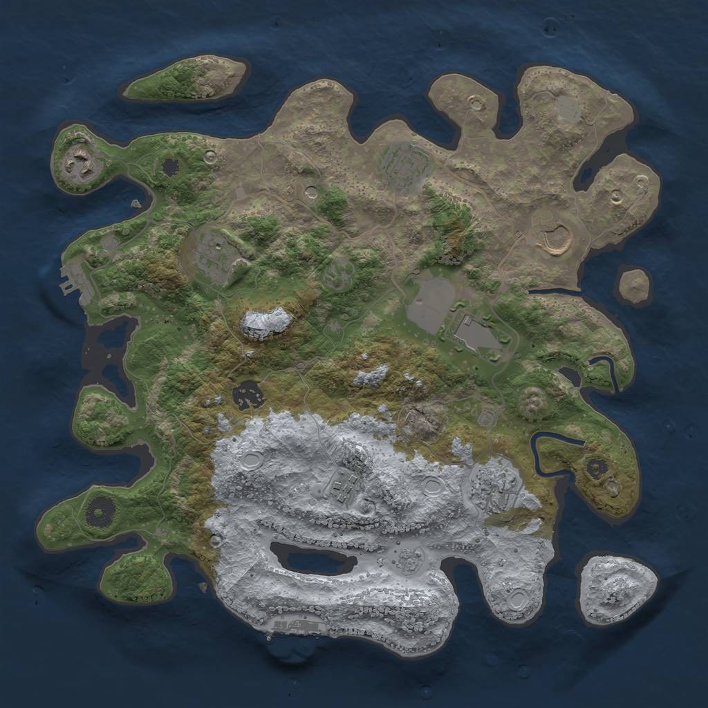 Rust Map: Procedural Map, Size: 3500, Seed: 2055233357, 17 Monuments