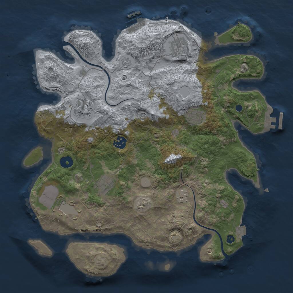 Rust Map: Procedural Map, Size: 3500, Seed: 70322499, 13 Monuments