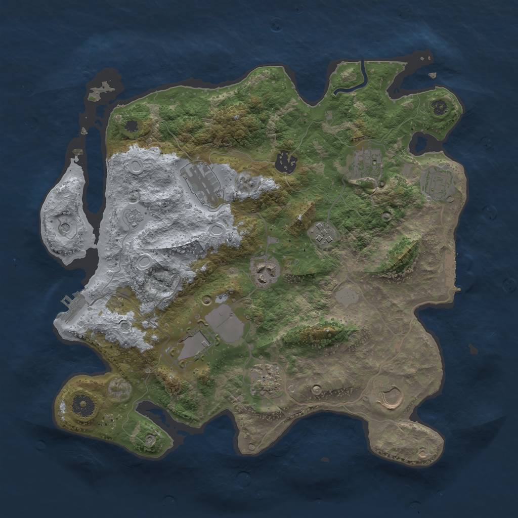 Rust Map: Procedural Map, Size: 3500, Seed: 175582074, 18 Monuments