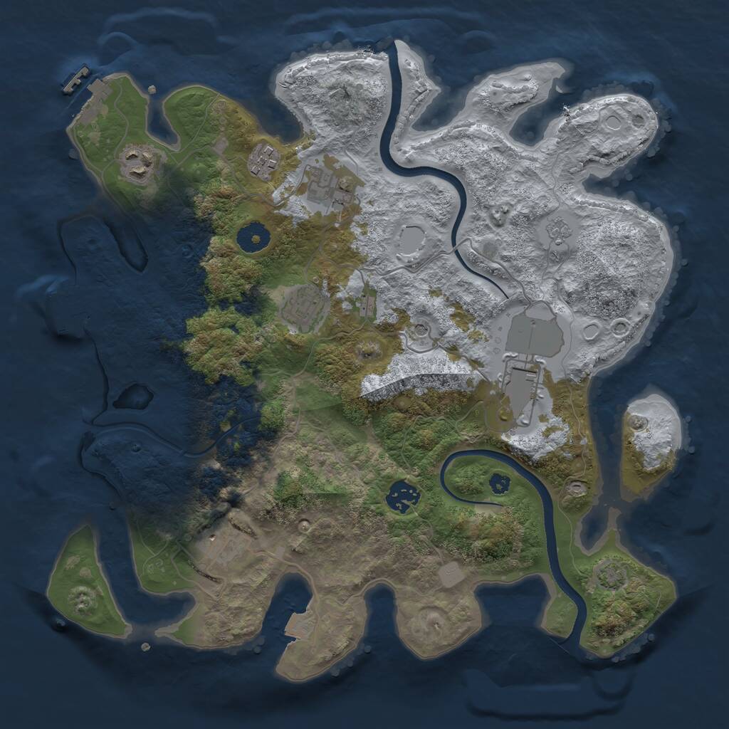 Rust Map: Procedural Map, Size: 3500, Seed: 10674385, 13 Monuments