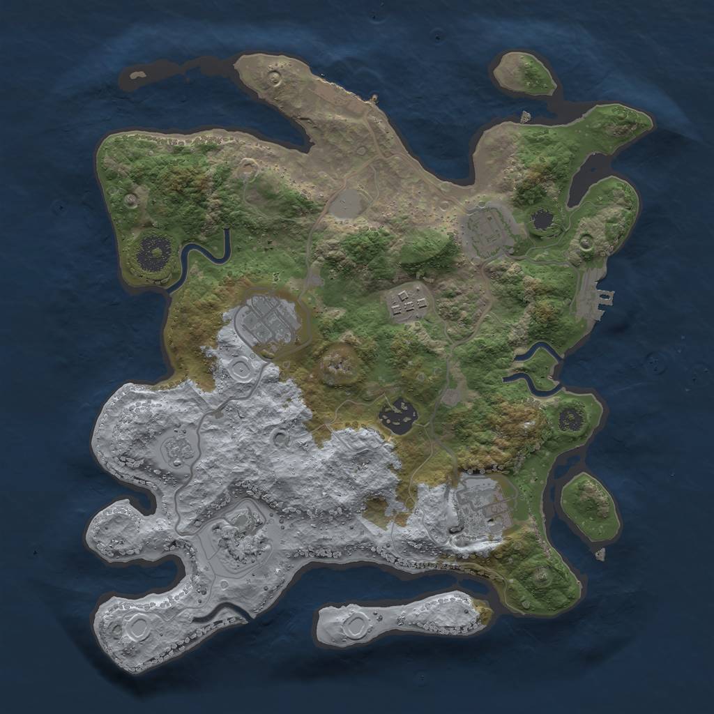 Rust Map: Procedural Map, Size: 3000, Seed: 539578940, 14 Monuments