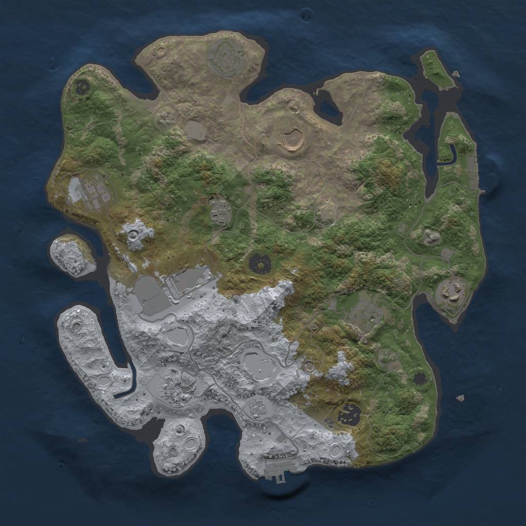 Rust Map: Procedural Map, Size: 3500, Seed: 23938727, 17 Monuments