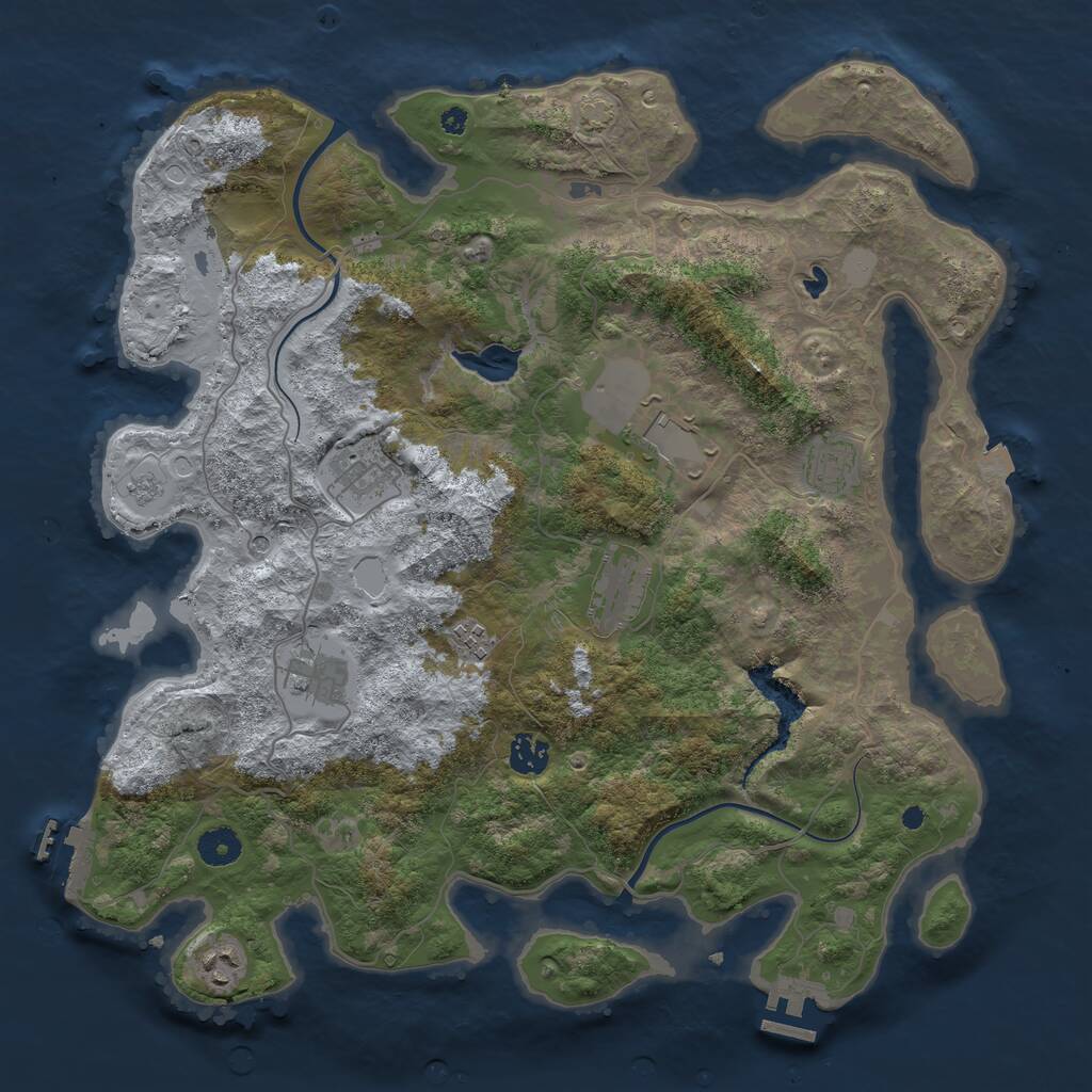 Rust Map: Procedural Map, Size: 4000, Seed: 23456787, 14 Monuments