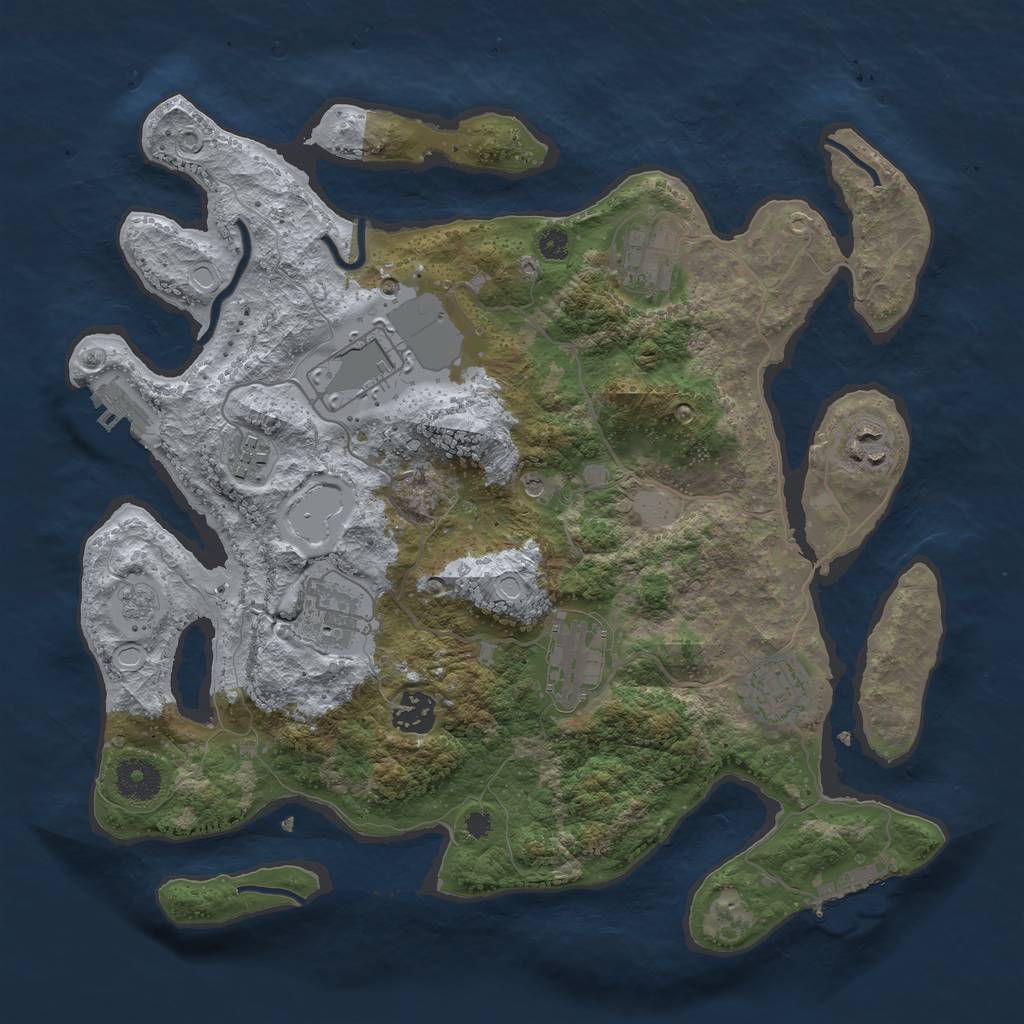 Rust Map: Procedural Map, Size: 3500, Seed: 45453540, 15 Monuments