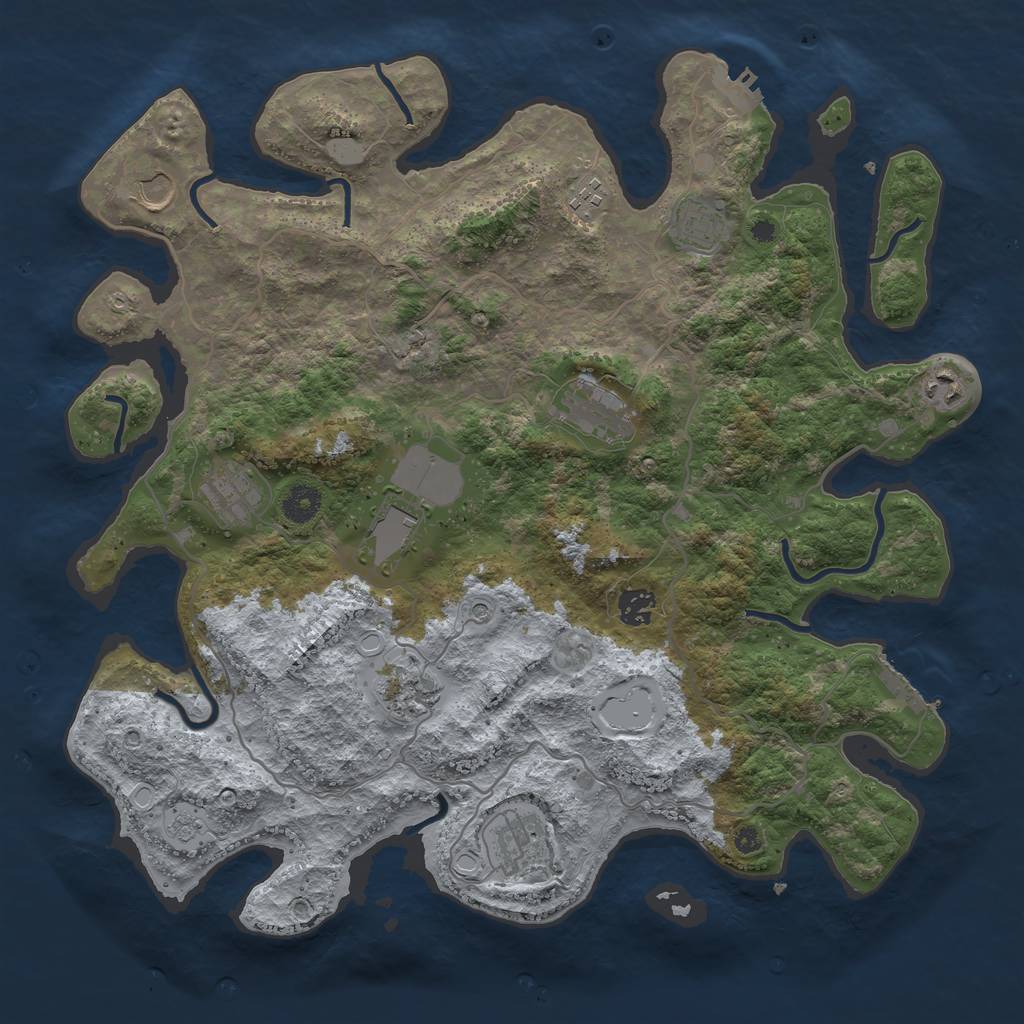 Rust Map: Procedural Map, Size: 4000, Seed: 71333, 19 Monuments