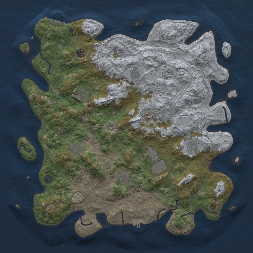 Rust Map: Procedural Map, Size: 4500, Seed: 520515778, 19 Monuments