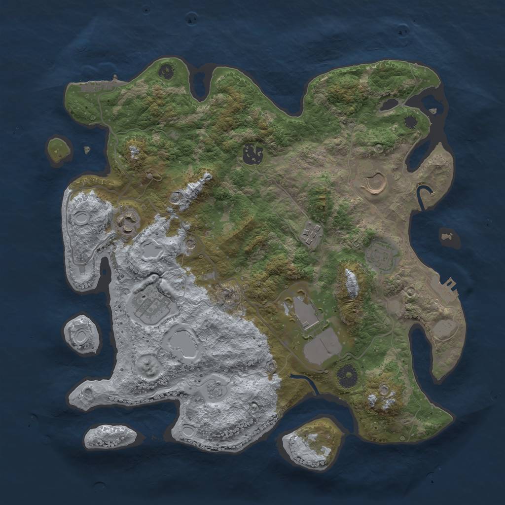 Rust Map: Procedural Map, Size: 3500, Seed: 1457451, 16 Monuments