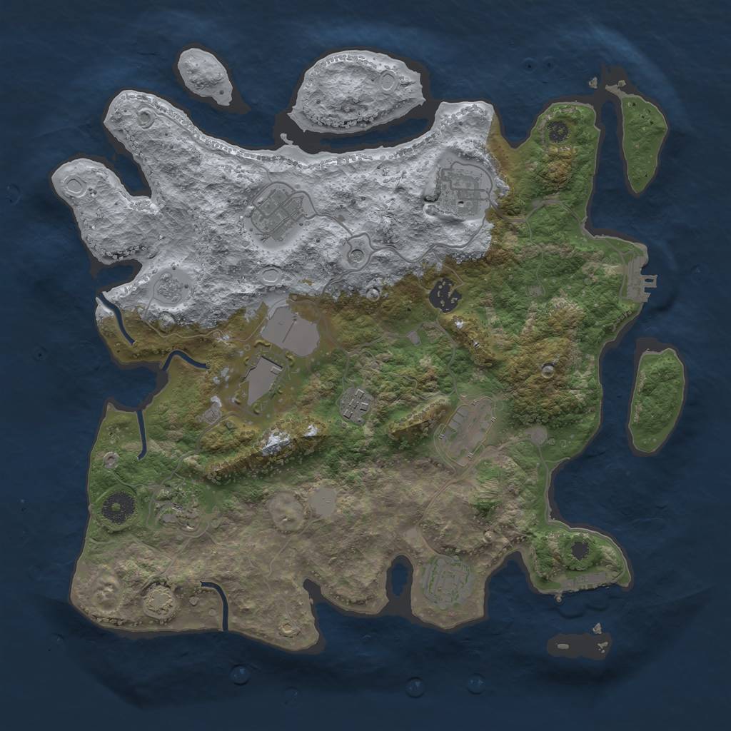 Rust Map: Procedural Map, Size: 3500, Seed: 190227609, 16 Monuments