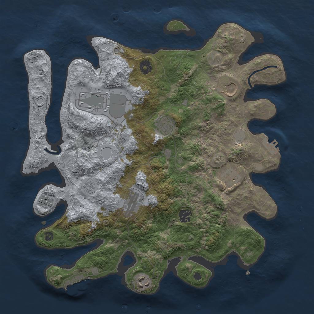 Rust Map: Procedural Map, Size: 3500, Seed: 78635011, 15 Monuments