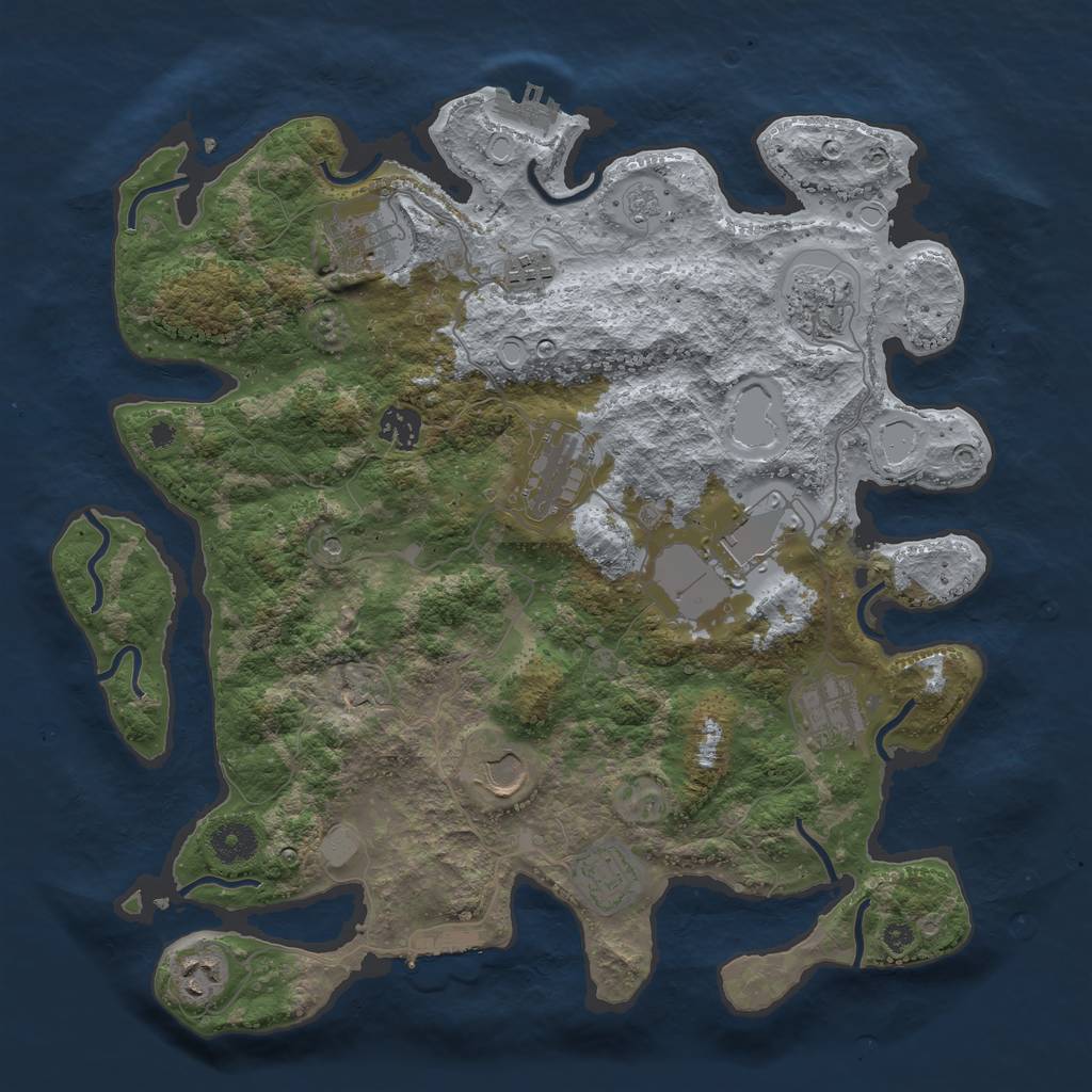 Rust Map: Procedural Map, Size: 3750, Seed: 30482117, 19 Monuments