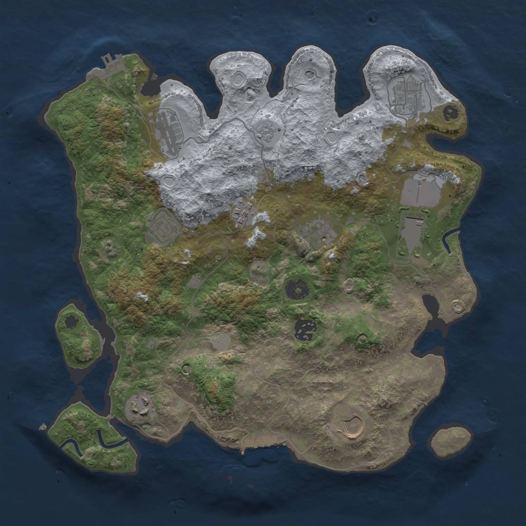 Rust Map: Procedural Map, Size: 3500, Seed: 43328764, 18 Monuments