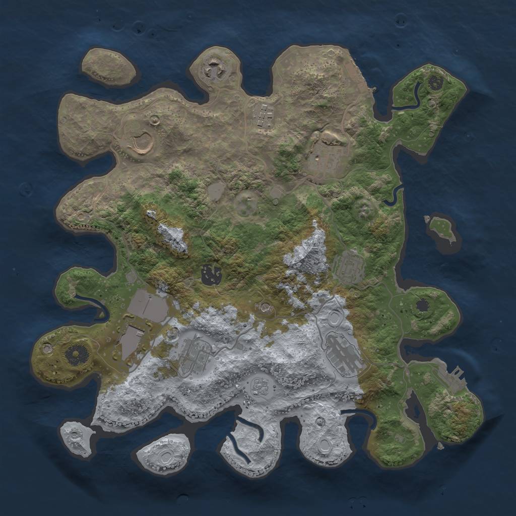 Rust Map: Procedural Map, Size: 3500, Seed: 20410111, 18 Monuments