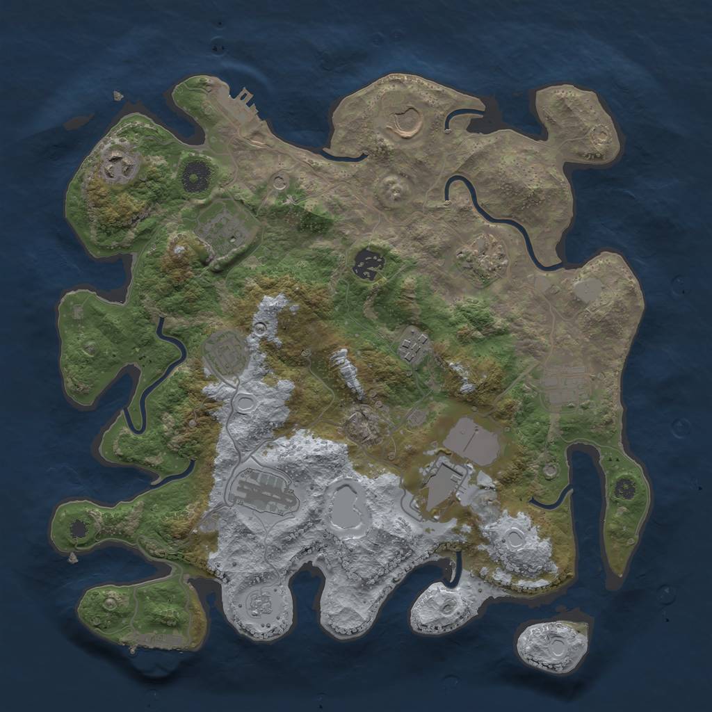 Rust Map: Procedural Map, Size: 3500, Seed: 1059901839, 19 Monuments